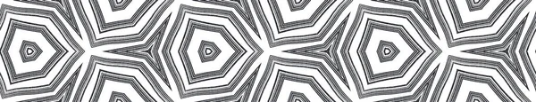 Geometric Seamless Pattern Black Symmetrical Kaleidoscope Background Fascinating Decorative Design — Stock Photo, Image