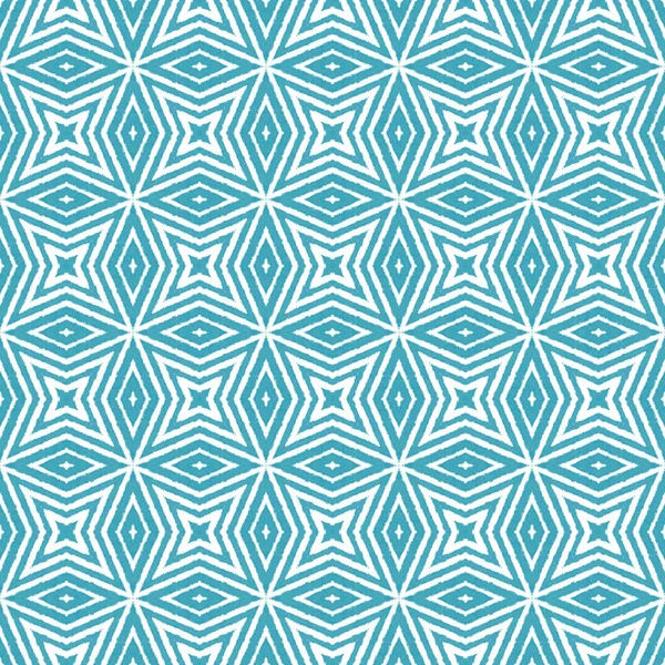 Medallion Seamless Pattern Turquoise Symmetrical Kaleidoscope Background Textile Ready Tempting — Stok fotoğraf