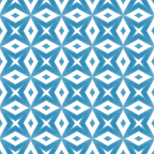 Medaillon Naadloos Patroon Blauwe Symmetrische Caleidoscoop Achtergrond Aquarel Medaillon Naadloze — Stockfoto