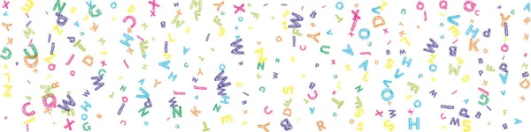 Caindo Letras Língua Inglesa Desenho Bagunçado Colorido Voando Palavras Alfabeto — Vetor de Stock