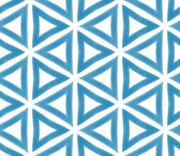 Tiled Watercolor Pattern Blue Symmetrical Kaleidoscope Background Hand Painted Tiled — Zdjęcie stockowe