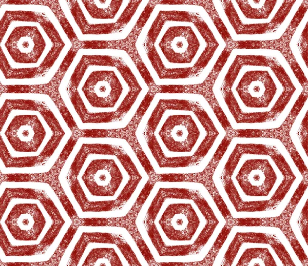 Tiled Watercolor Pattern Maroon Symmetrical Kaleidoscope Background Textile Ready Pleasing — Stock fotografie