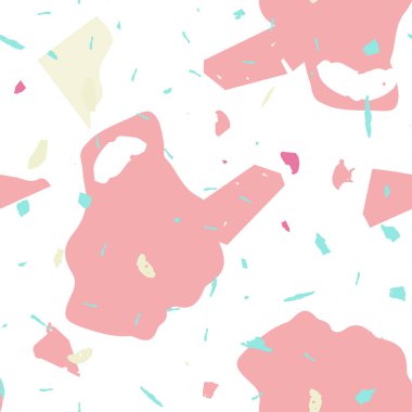 Terrazzo kusursuz desen. Pembe Venedik döşeme dokusu. Doğal taşlardan, granitten, kuvarstan, mermerden, betondan yapılmış arka plan. Terrazzo pürüzsüz desenli serin renklerde. 