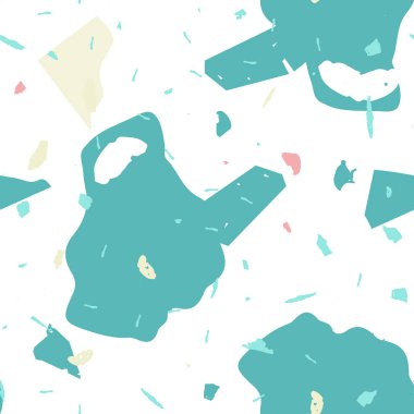 Terrazzo kusursuz desen. Mavi klasik döşeme dokusu. Doğal taşlardan, granitten, kuvarstan, mermerden, betondan yapılmış arka plan. Terrazzo pürüzsüz desenli serin renklerde. 