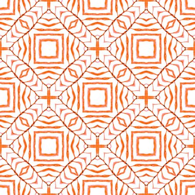 Elle boyanmış suluboya kenar. Turuncu harika boho şık yaz tasarımı. Tekstil hazır ekstatik baskı, mayo kumaş, duvar kağıdı, ambalaj. Döşemeli suluboya arkaplan.