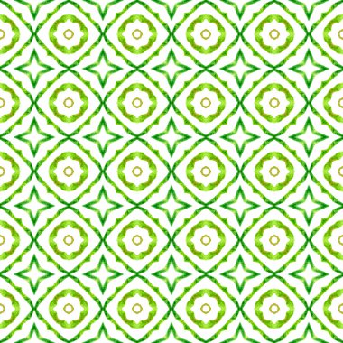 Suluboya, kiremit sınırını tekrarlıyor. Yeşil güzel boho şık yaz tasarımı. Tekrar eden mayo tasarımı. Tekstil hazır radyan baskı, mayo kumaş, duvar kağıdı, ambalaj..