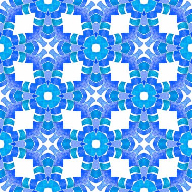 El çizimi tropikal, pürüzsüz sınır. Mavi hoş boho şık yaz tasarımı. Tekstil hazır enerjik baskı, mayo kumaş, duvar kağıdı, ambalaj. Tropik, pürüzsüz desen.