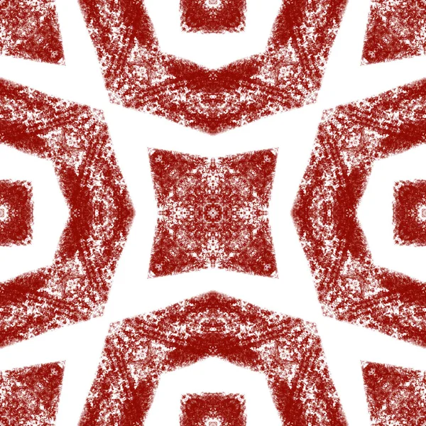 Exotisch Naadloos Patroon Wijn Rode Symmetrische Caleidoscoop Achtergrond Textiel Klaar — Stockfoto