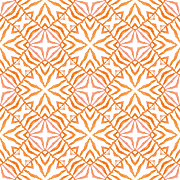 Ethnic Hand Painted Pattern Orange Authentic Boho Chic Summer Design — Stock Photo, Image