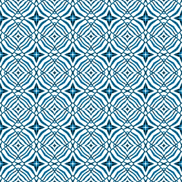 熱帯のシームレスなパターン 青の魅力的なBohoシックな夏のデザイン 繊維準備ができて実際の印刷 水着生地 手描き熱帯シームレスな境界線 — ストック写真