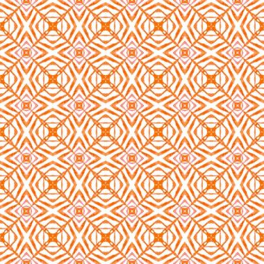 Tekstil hazır yaratıcı baskı, mayo kumaş, duvar kağıdı, ambalaj. Turuncu duygusal boho şık yaz tasarımı. Tekrar eden çizgili el çizgisi sınırı. Çizgili el çizimi tasarımı.