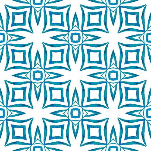 Mano Dibujado Borde Sin Costura Mosaico Verde Azul Positivo Boho — Foto de Stock