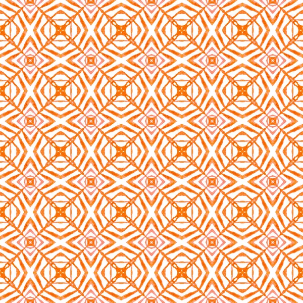 テキスタイル準備ができて創造的なプリント 水着生地 オレンジ感情的なBohoシックな夏のデザイン 縞模様の手描きの境界を繰り返します 手描きの縞模様 — ストック写真