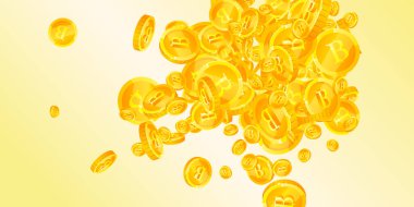 Tayland baht sikkeleri düşüyor. Güzel dağınık THB paraları. Tayland parası. Lüks ikramiye, servet ya da başarı konsepti. Vektör illüstrasyonu.