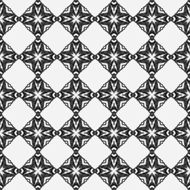 Madalyon pürüzsüz desen. Siyah ve beyaz şaşaalı boho şık yaz tasarımı. Tekstil hazır harika baskı, mayo kumaş, duvar kağıdı, ambalaj. Suluboya madalyonu, kusursuz sınır.