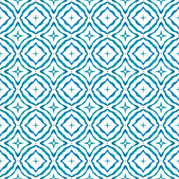 Mozaik Kusursuz Desen Mavi Egzotik Boho Şık Yaz Tasarımı Çizimi — Stok fotoğraf