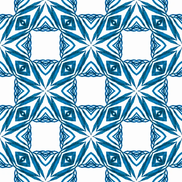 Verde Geométrico Chevron Borde Acuarela Azul Impresionante Diseño Boho Chic — Foto de Stock