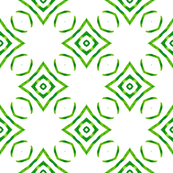 Akvarell Nyári Etnikai Határ Minta Zöld Stílusos Boho Elegáns Nyári — Stock Fotó