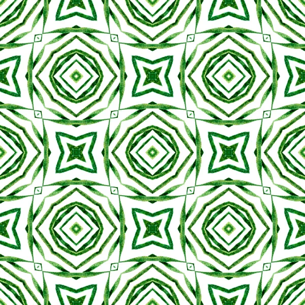 Mano Dibujado Borde Sin Costura Mosaico Verde Verde Creativo Boho — Foto de Stock