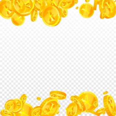 Çin Yuan paraları düşüyor. Gerçek dağınık NY paraları. Çin parası. Güçlü ikramiye, servet ya da başarı konsepti. Vektör illüstrasyonu.