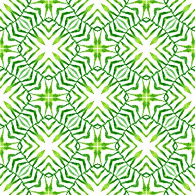 Elle boyanmış suluboya kenar. Yeşil dramatik boho şık yaz tasarımı. Döşemeli suluboya arka plan. Tekstil hazır inanılmaz baskı, mayo kumaş, duvar kağıdı, ambalaj..