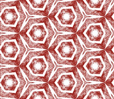 Etnik elle boyanmış desen. Kestane rengi simetrik kaleydoskop. Yazlık elbise, elle boyanmış fayans. Tekstil hazır baskı, mayo kumaş, duvar kağıdı, ambalaj..