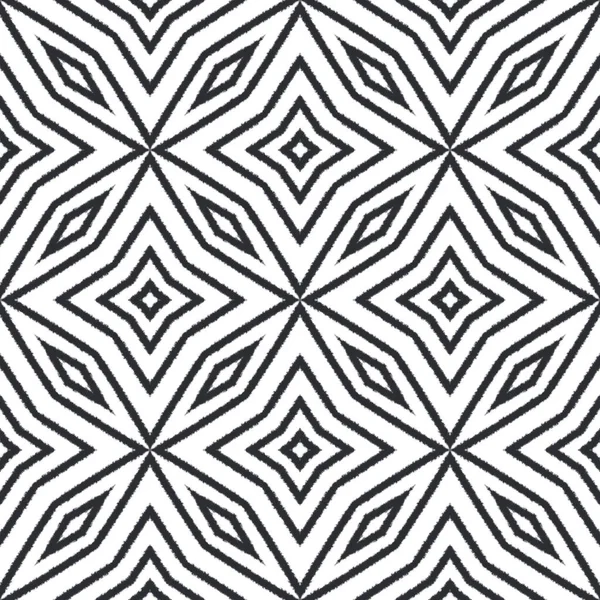 Csíkos Kézzel Rajzolt Minta Fekete Szimmetrikus Kaleidoszkóp Háttér Ismétlődő Csíkos — Stock Fotó