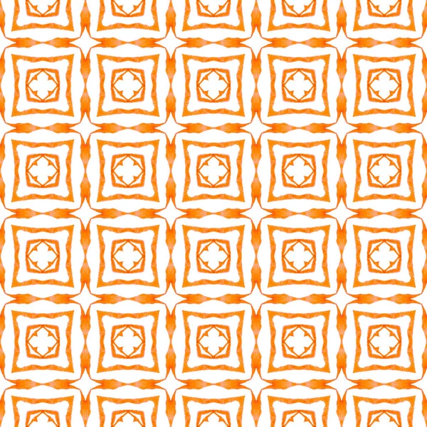 Mosaisch Nahtloses Muster Orange Würdiges Boho Chic Sommerdesign Handgezeichnete Grüne — Stockfoto