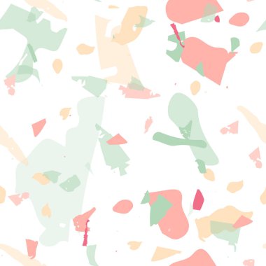 Terrazzo kusursuz desen. Modern klasik döşeme dokusu. Terrazzo pürüzsüz desenli, serin renklerde. Doğal taşlardan, granitten, kuvarstan, mermerden, betondan yapılmış arkaplan. 