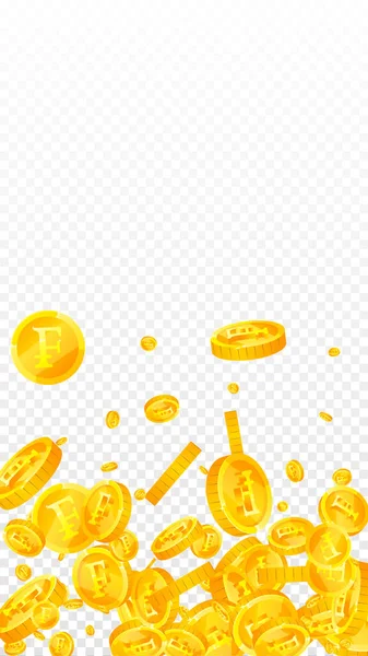 スイス フラン硬貨が落下する 貴重な散乱Chfコイン スイスのお金 好奇心をそそるジャックポット 富または成功の概念 ベクターイラスト — ストックベクタ