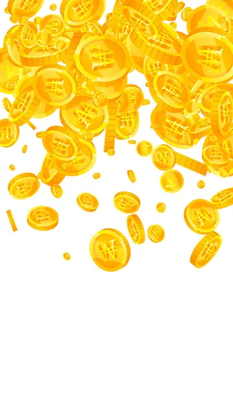 Корейские Монеты Падают Положительный Разброс Монет Won Корейские Деньги Достойный — стоковый вектор