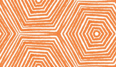 Dokulu çizgili desen. Turuncu simetrik kaleydoskop arka planı. Tekstil hazır olağanüstü baskı, mayo kumaş, duvar kağıdı, ambalaj. Moda desenli çizgiler tasarımı.