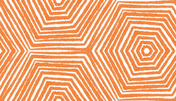 Textured stripes pattern. Orange symmetrical kaleidoscope background. Textile ready extraordinary print, swimwear fabric, wallpaper, wrapping. Trendy textured stripes design.