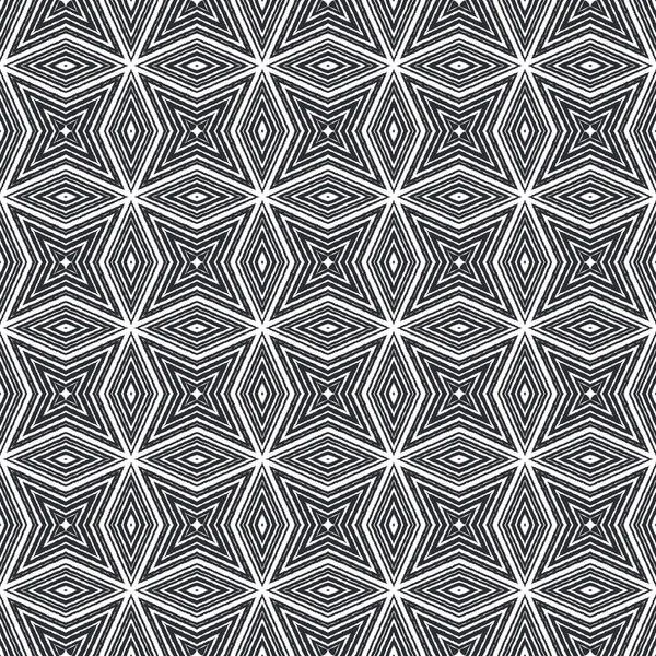 Patrón Exótico Sin Costuras Fondo Caleidoscopio Simétrico Negro Textil Impresión — Foto de Stock