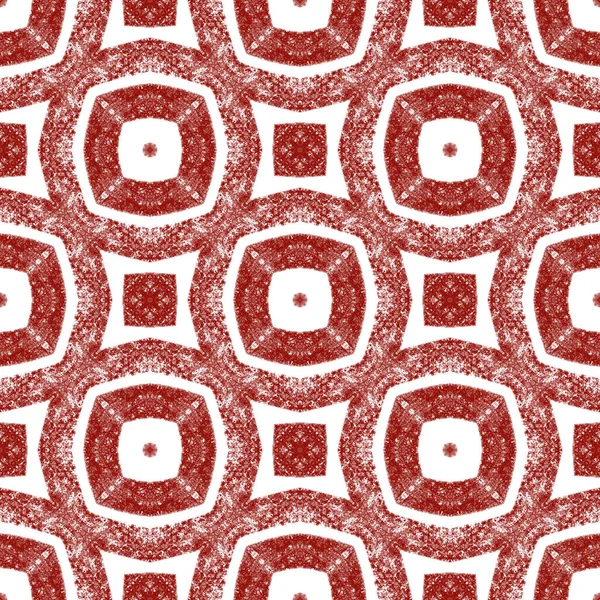 Medallion seamless pattern. Wine red symmetrical kaleidoscope background. Textile ready bold print, swimwear fabric, wallpaper, wrapping. Watercolor medallion seamless tile.