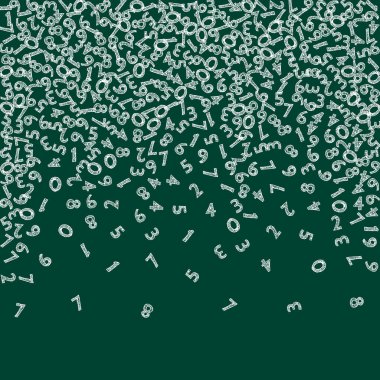 Elle çizilmiş tebeşir sayıları düşüyor. Uçan parmaklarla matematik çalışma konsepti. Tahta arka plandaki matematik afişi harikaydı. Düşen sayılar vektör illüstrasyonu.