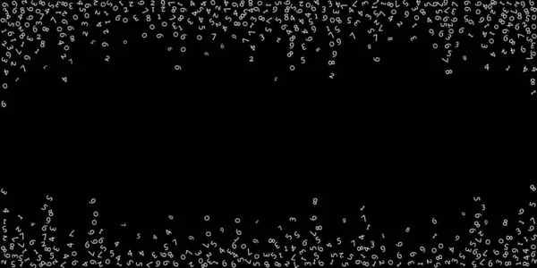 減少する数字 ビッグデータの概念 バイナリホワイトランダム飛行桁 黒を背景に未来的な旗を掲揚 数字が落ちているデジタルベクトル図 — ストックベクタ