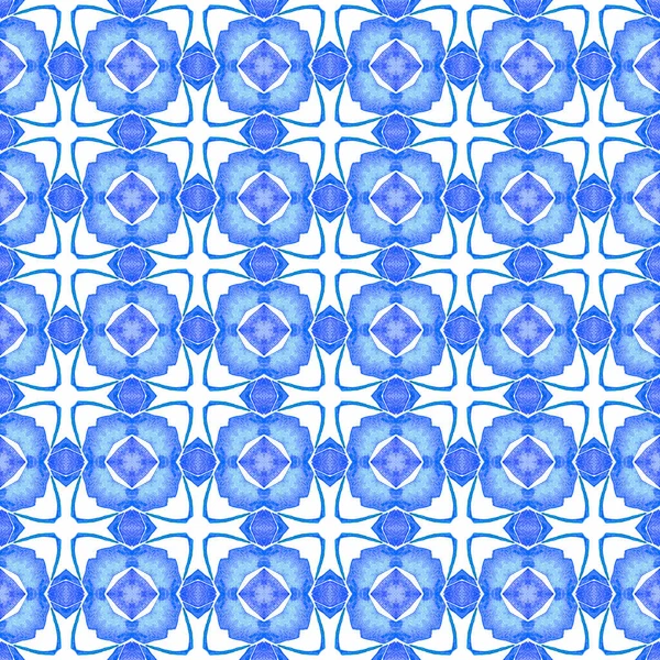 Bezešvý Vzor Mozaiky Modré Okouzlující Boho Elegantní Letní Design Ručně — Stock fotografie
