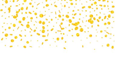 Rus rublesi düşüyor. Sulu dağınık ovalama paraları. Rusya parası. Büyük ikramiye, servet ya da başarı konsepti. Vektör illüstrasyonu.