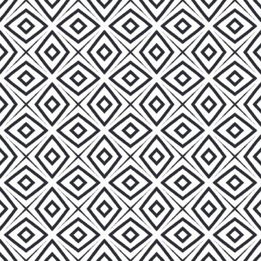 Çizgili el çizimi desen. Siyah simetrik kaleydoskop. Tekstil hazır nadir baskılar, mayo kumaş, duvar kağıdı, ambalaj. Çizgili elle çizilmiş fayans tekrarlanıyor.