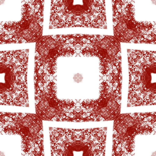 Tiled Watercolor Pattern Wine Red Symmetrical Kaleidoscope Background Hand Painted — Stock Photo, Image