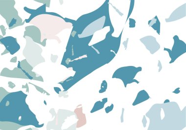 Terrazzo modern soyut şablon. Klasik İtalyan döşemesinin mavi dokusu. Venedik terrazzo trend vektör arka planı Taşlardan, granitten, kuvarstan, mermerden, betondan yapılmış. 