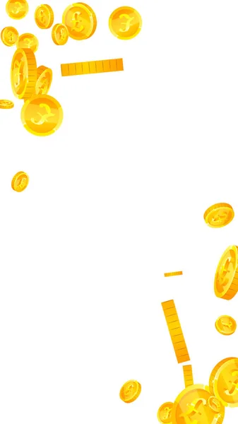 British Pound Coins Falling Majestic Scattered Gbp Coins United Kingdom — Vector de stock