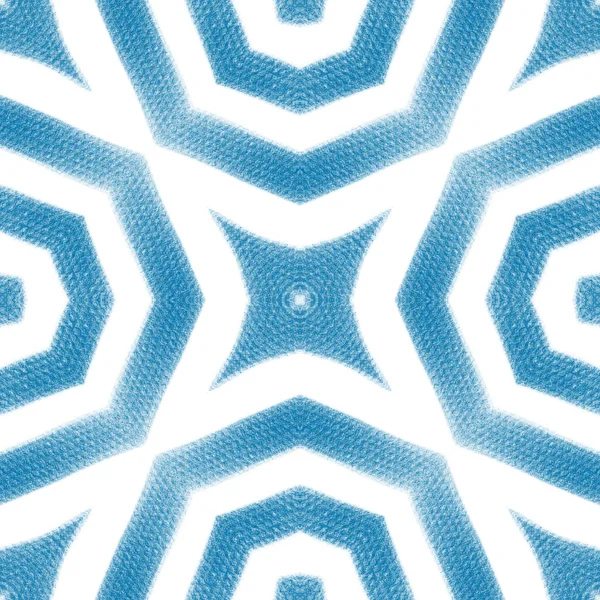 Medaillon Naadloos Patroon Blauwe Symmetrische Caleidoscoop Achtergrond Aquarel Medaillon Naadloze — Stockfoto