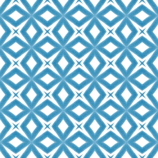 Medallion Seamless Pattern Blue Symmetrical Kaleidoscope Background Textile Ready Wonderful — Stock Photo, Image