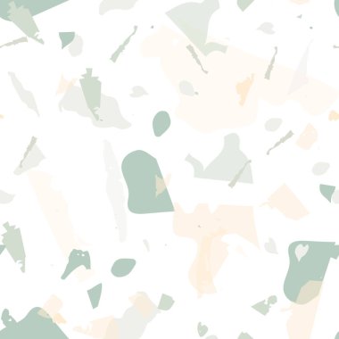 Terrazzo kusursuz desen. İç dekorasyon için minimalist döşeme taşı. Doğal taşlardan, granitten, kuvarstan, mermerden, betondan yapılmış arka plan. Terrazzo pürüzsüz desenli serin renklerde. 