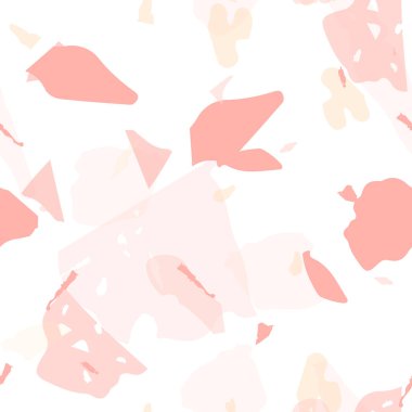 Terrazzo kusursuz desen. Pastel Venedik kaldırım taklidi fayans. Terrazzo pürüzsüz desenli, serin renklerde. Doğal taşlardan, granitten, kuvarstan, mermerden, betondan yapılmış arkaplan. 