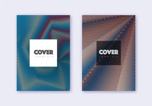 Hipster Cover Design Vorlagen Set Rot Weiß Blaue Abstrakte Linien — Stockvektor