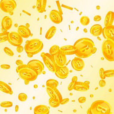 Tayland baht sikkeleri düşüyor. İlahi THB bozuklukları. Tayland parası. Hoş bir ikramiye, servet ya da başarı konsepti. Vektör illüstrasyonu.