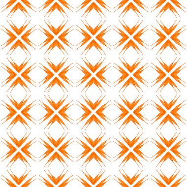 Tekstil hazır baskı, mayo kumaş, duvar kağıdı, ambalaj. Turuncu alışılmadık boho şık yaz tasarımı. Suluboya yaz etnik sınır düzeni. Etnik el boyası desen.